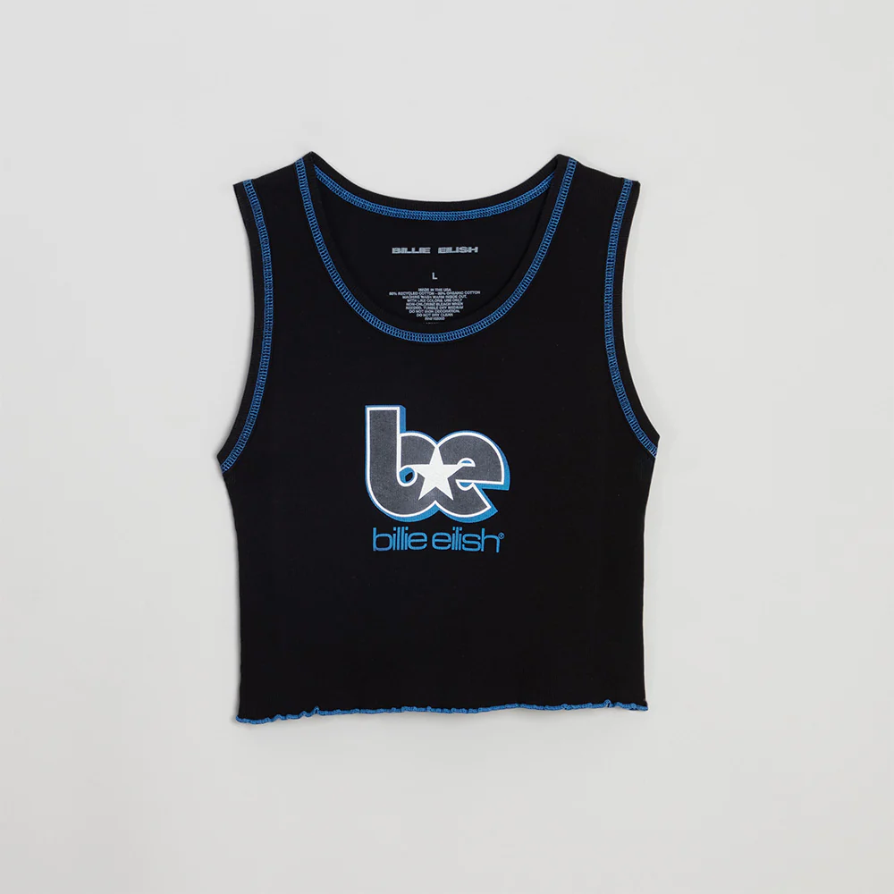 BE CONTRAST LETTUCE EDGE TANK