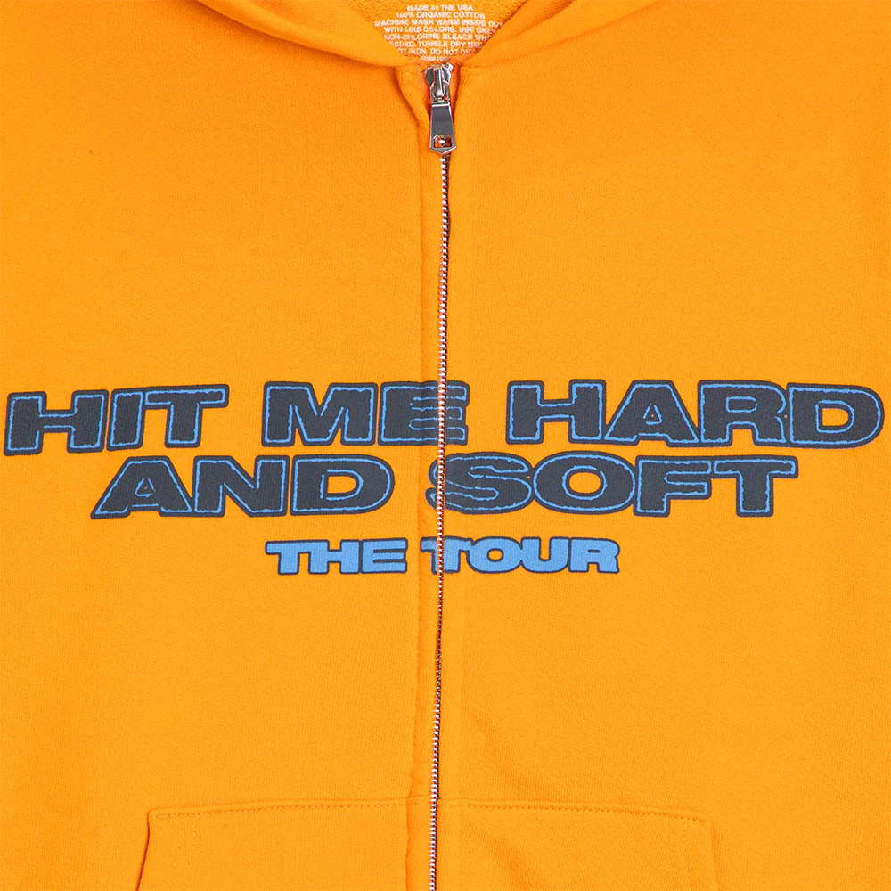 HIT ME HARD AND SOFT: THE TOUR Orange Dateback Zip Hoodie - Image 3