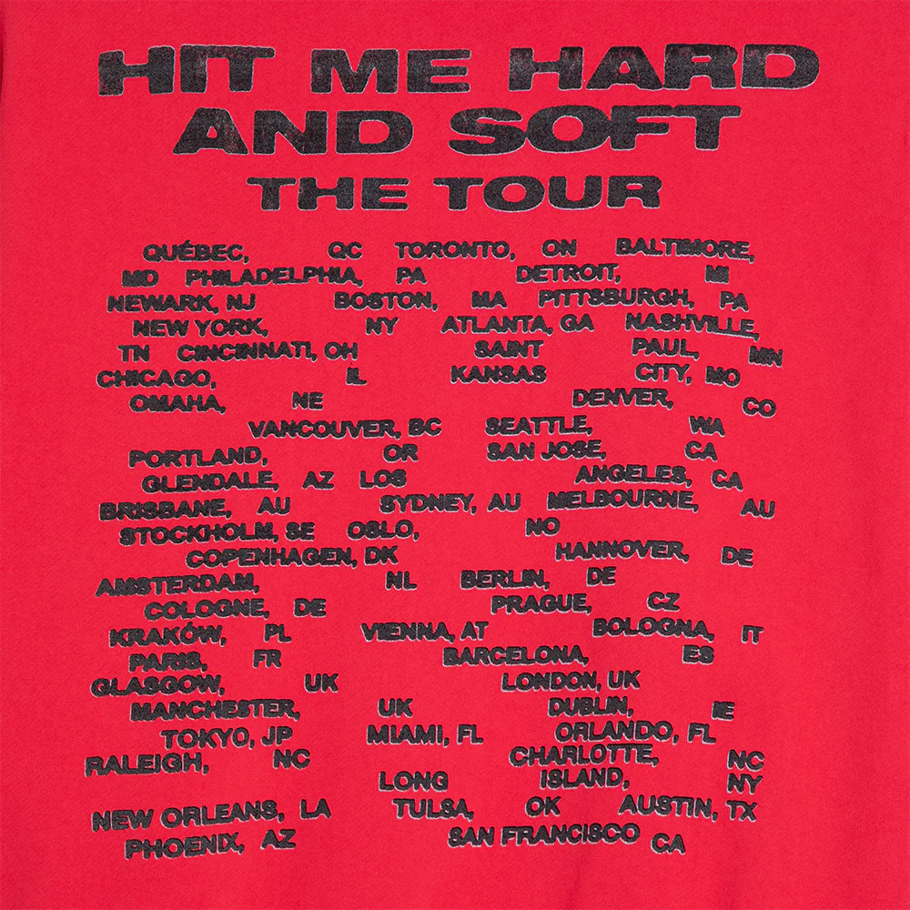 How to Bend HIT ME HARD AND SOFT: THE TOUR Red Hoodie - Image 2