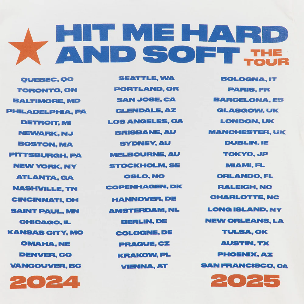 Lean HIT ME HARD AND SOFT: THE TOUR 2024 White T-Shirt - Image 2